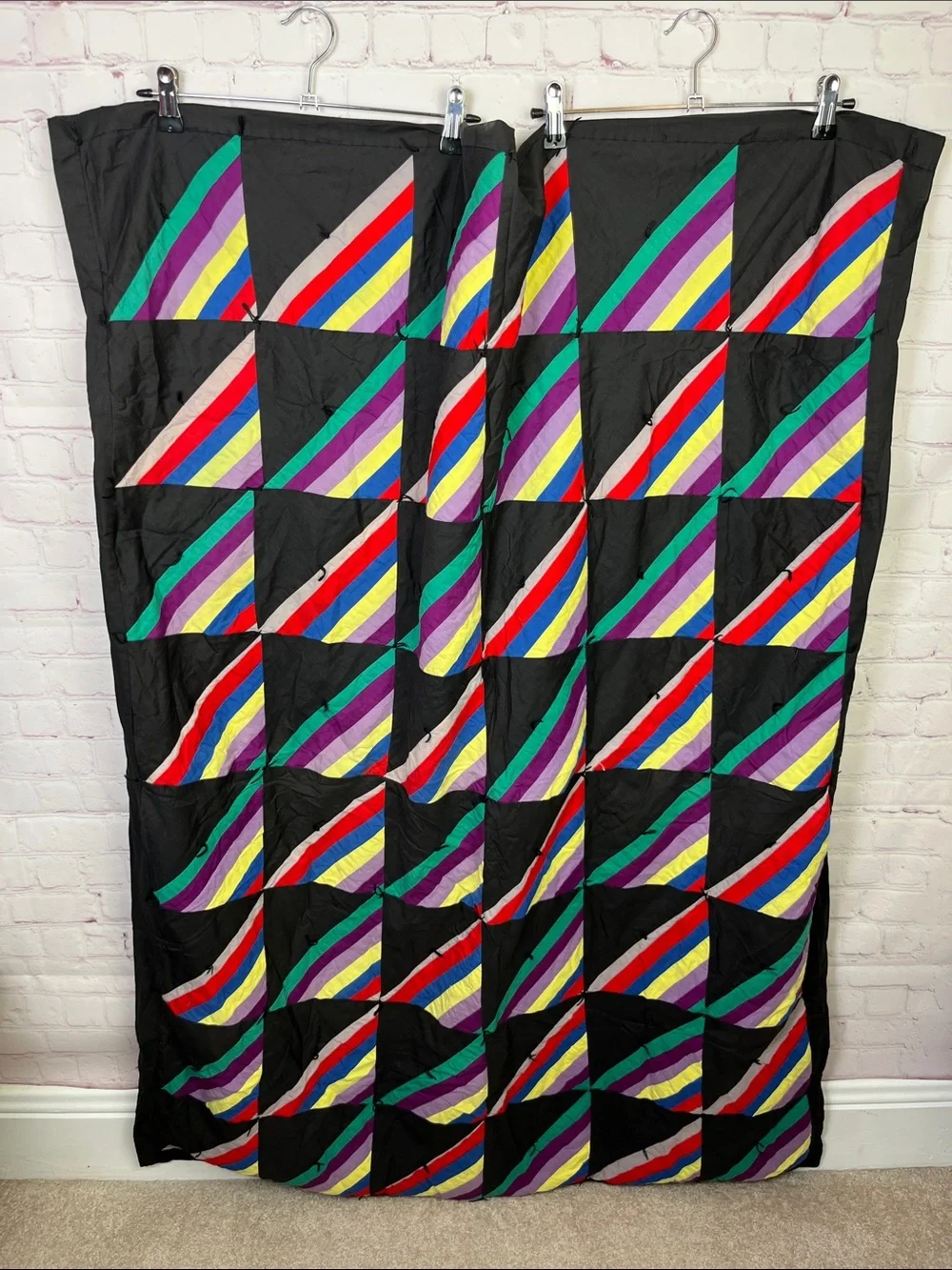 Vintage Handmade Rainbow Quilt